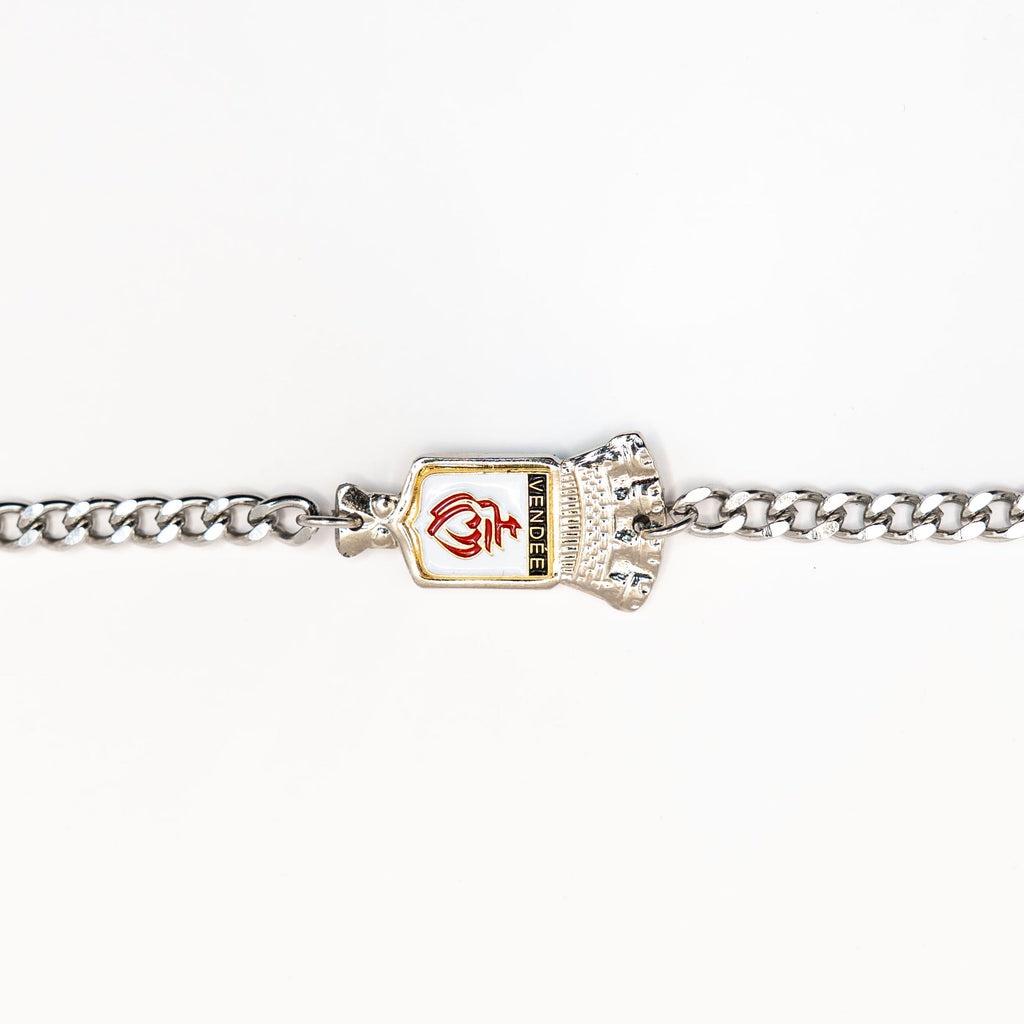 Vue de face du bracelet artisanal Gemma en couvert recyclé.
